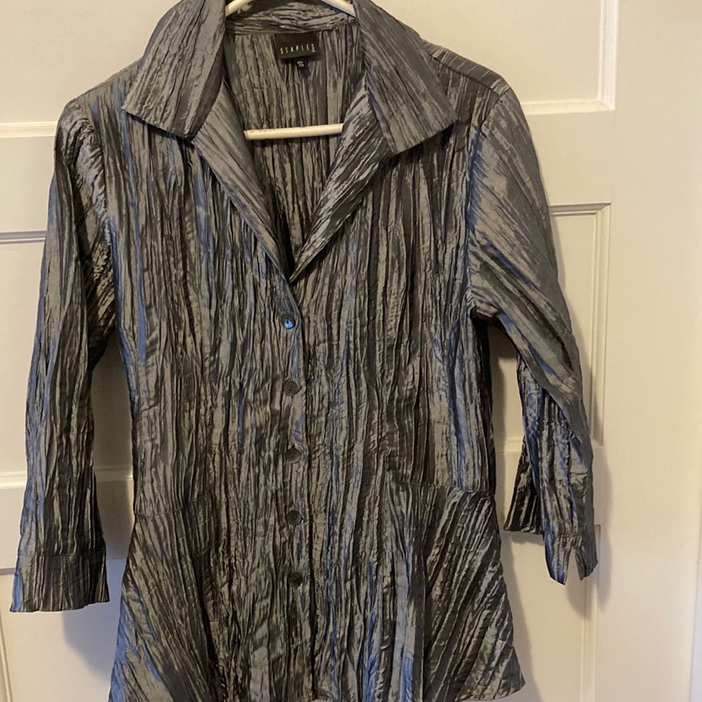 Grey Crinkle Top